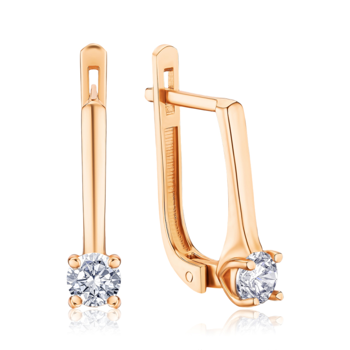 Золоті сережки з фіанітом F-1496-E/01/1