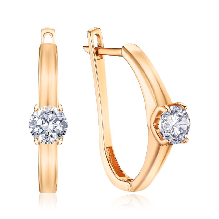 Золоті сережки з фіанітом. Артикул F-1498-E/01/1