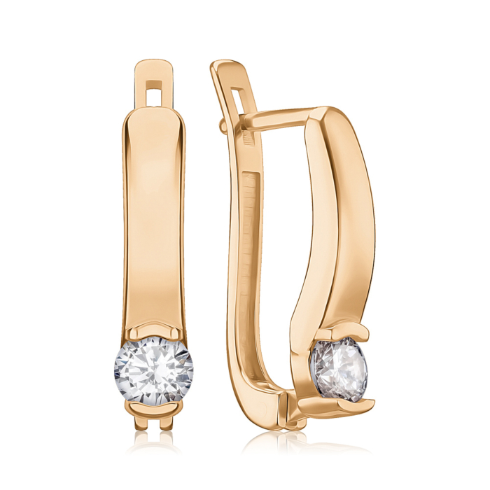 Золоті сережки з фіанітом. Артикул F-1501-E/01/1