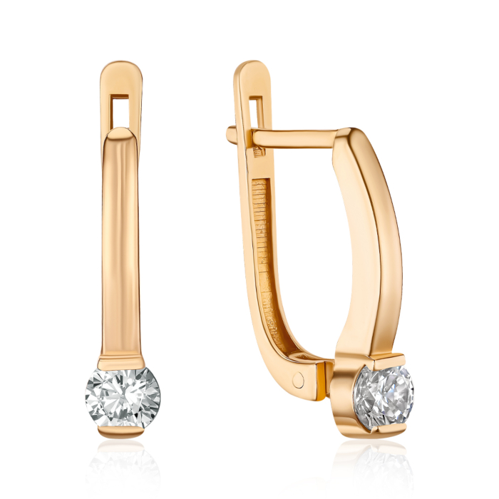 Золотые серьги с фианитом F-1502-E/01/1