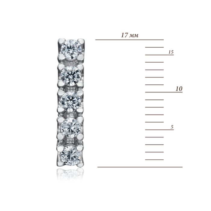 Срібні сережки з фіанітами. Артикул F-152-E/12/1