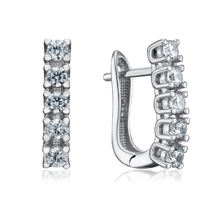 Срібні сережки з фіанітами. Артикул F-152-E/12/1