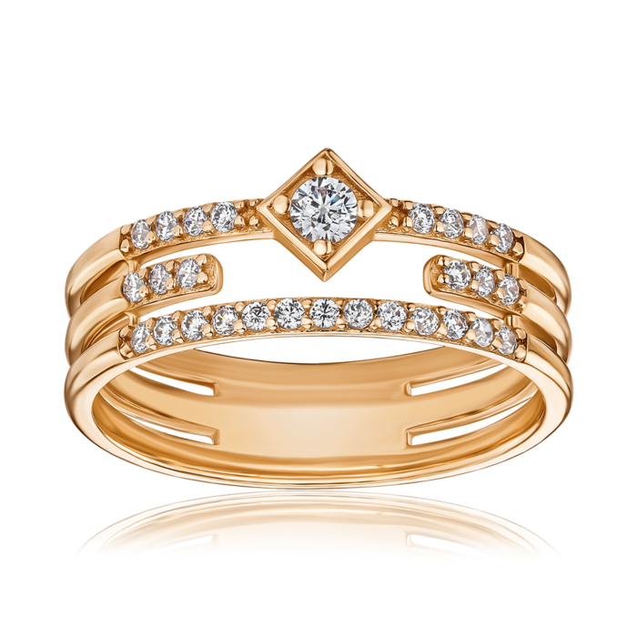 Золота каблучка з фіанітами F-2518-R/01/1