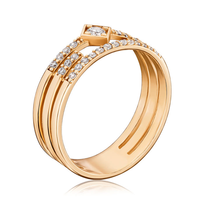 Золота каблучка з фіанітами F-2518-R/01/1