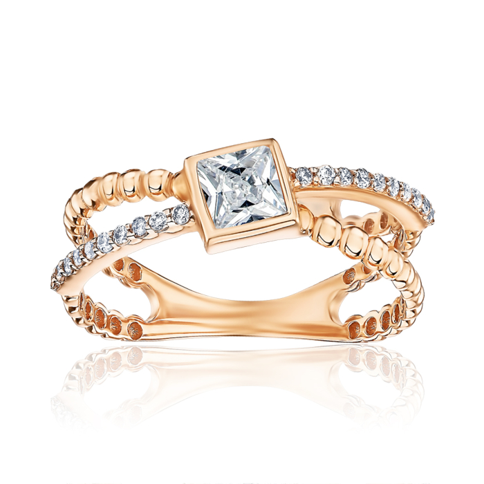 Золота каблучка з фіанітами. Артикул F-2536-R/01/1