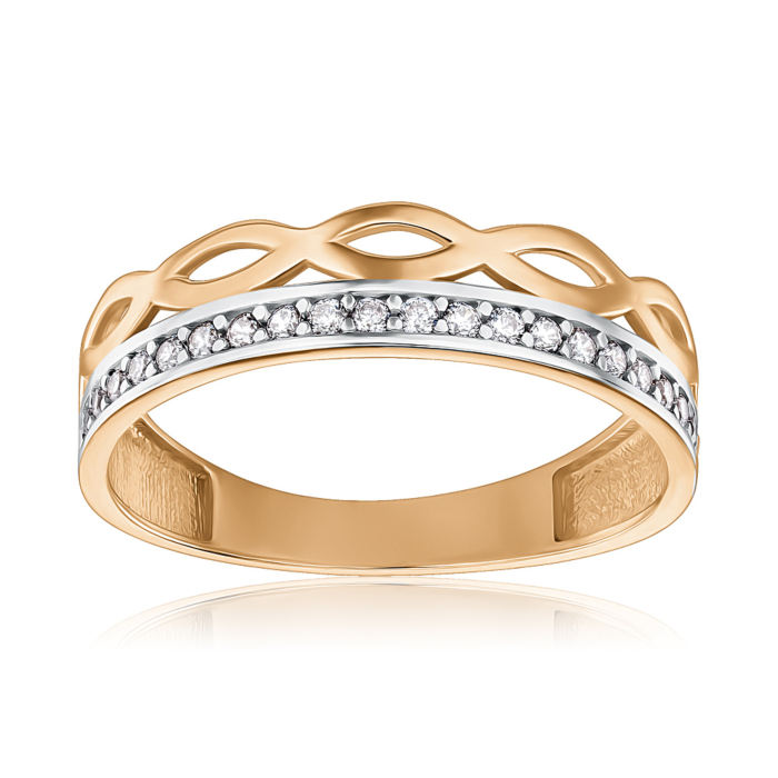 Золота каблучка з фіанітами F-2542-R/01/1