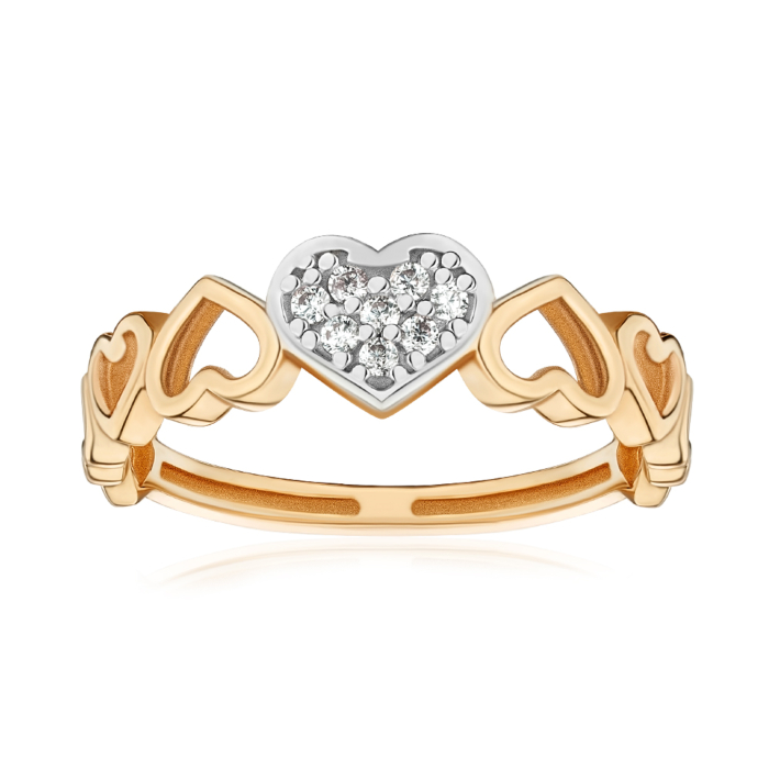Золота каблучка з фіанітами F-2545-R/01/1
