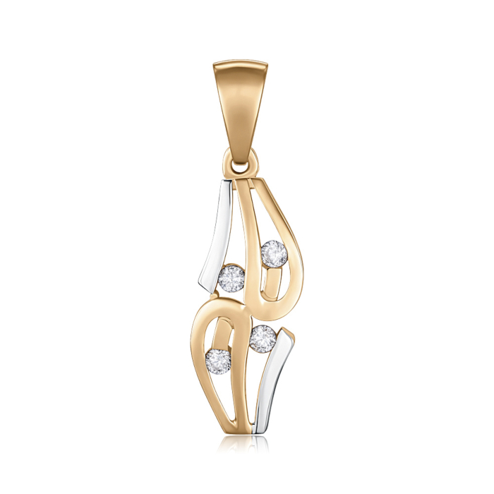 Золота підвіска з фіанітами. Артикул F-2547-P/01/1