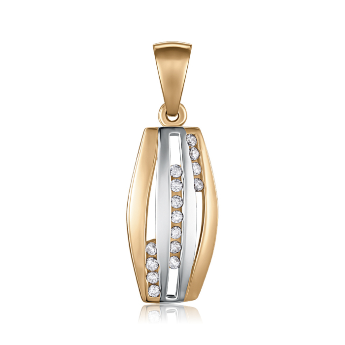 Золота підвіска з фіанітами. Артикул F-2549-P/01/1