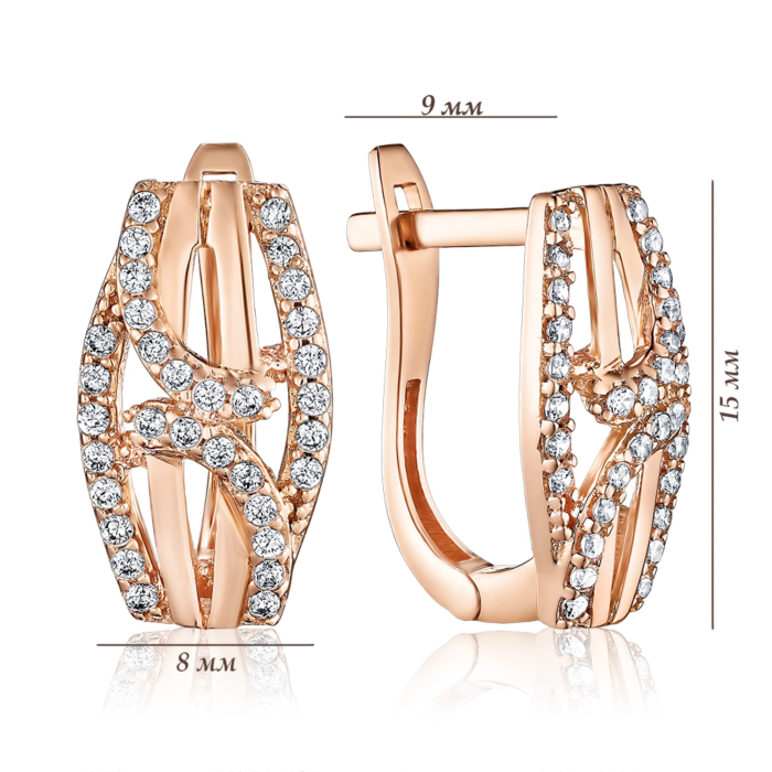 Золоті сережки з фіанітами. Артикул F-2565-E/01/1