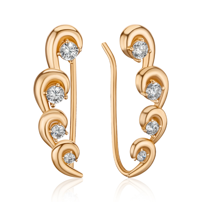 Золоті кафи з фіанітами F-2578-E/01/1