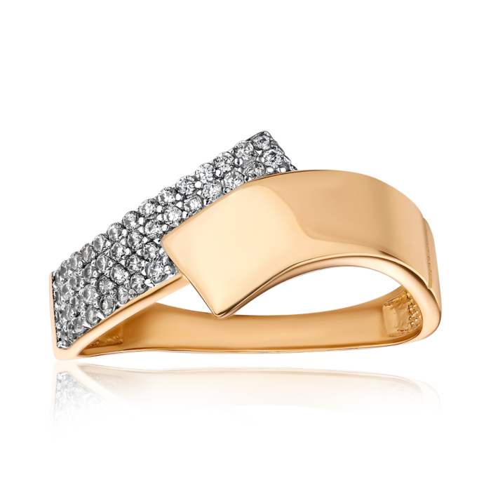 Золота каблучка з фіанітами. Артикул F-2590-R/01/1