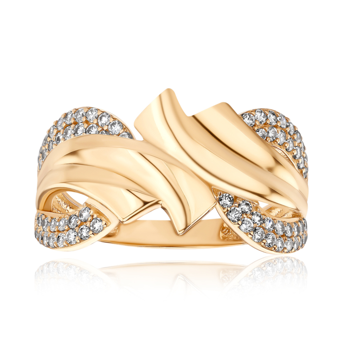 Золота каблучка з фіанітами. Артикул F-2603-R/01/1