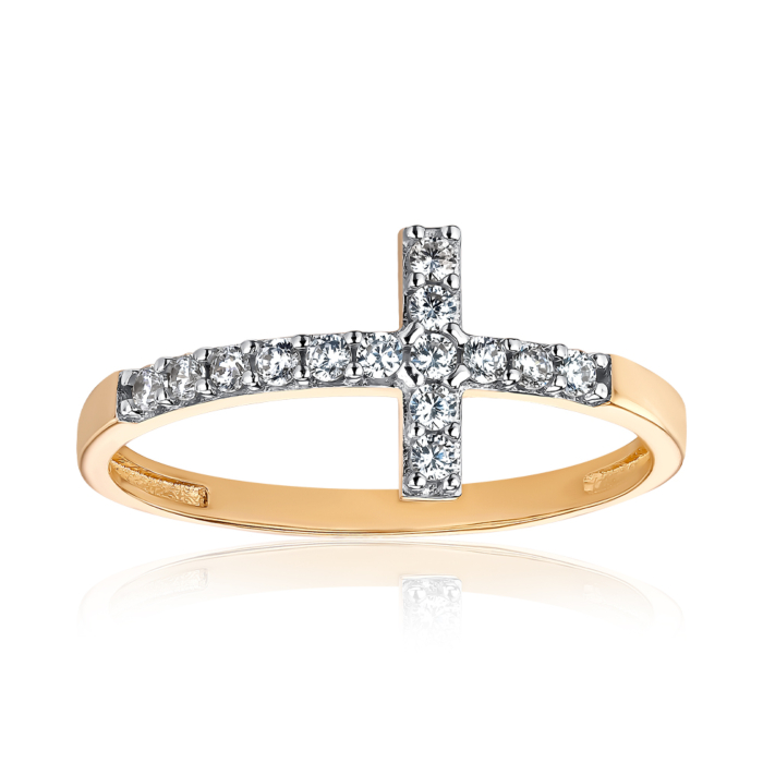 Золота каблучка з фіанітами. Артикул F-2609-R/01/1