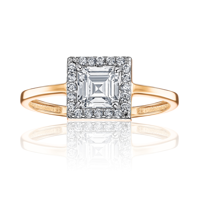 Каблучка з червоного золота з фіанітами F-2612-R/01/1