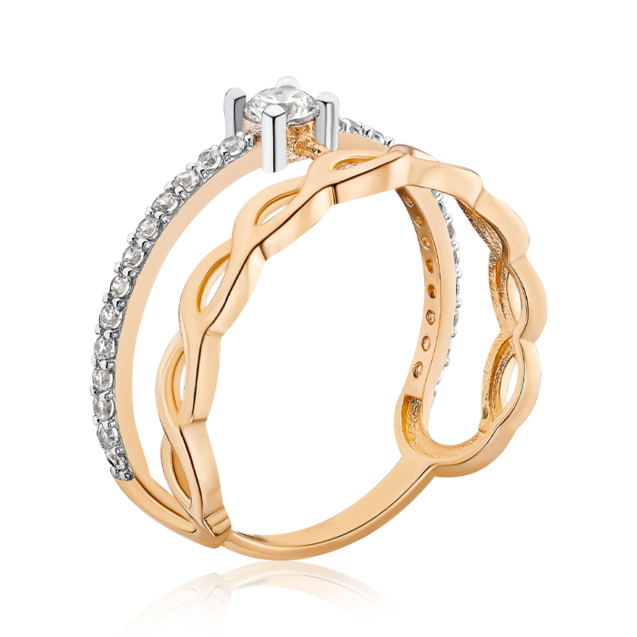Золота каблучка з фіанітами. Артикул F-2613-R/01/1
