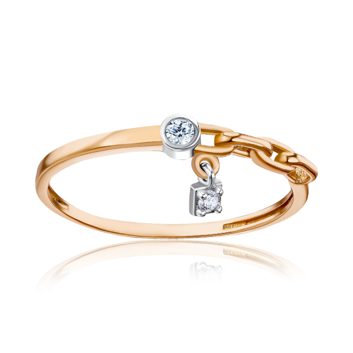 Золотое кольцо с фианитами F-2614-R/01/1