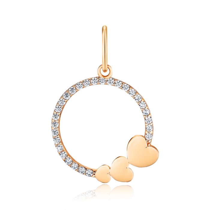 Золота підвіска "Серце" з фіанітами F-2618-P/01/1