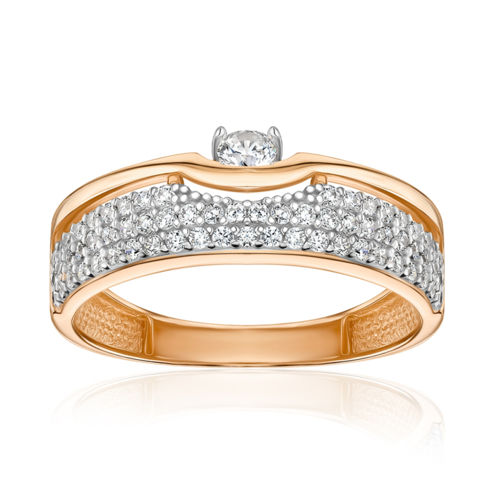 Золота каблучка з фіанітами. Артикул F-2640-R/01/1