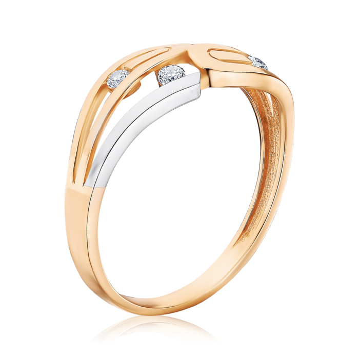 Золота каблучка з фіанітами F-2642-R/01/1