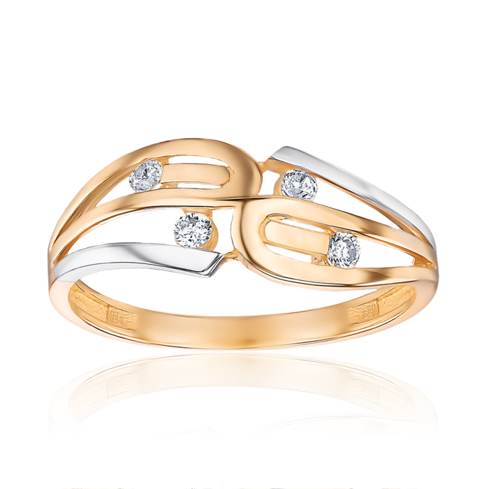 Золота каблучка з фіанітами F-2642-R/01/1