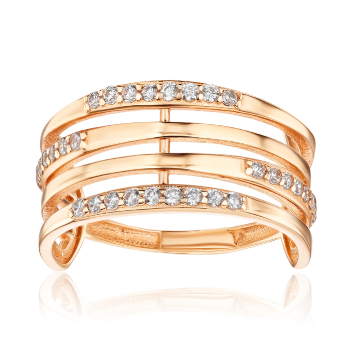 Золота каблучка з фіанітами F-2654-R/01/1