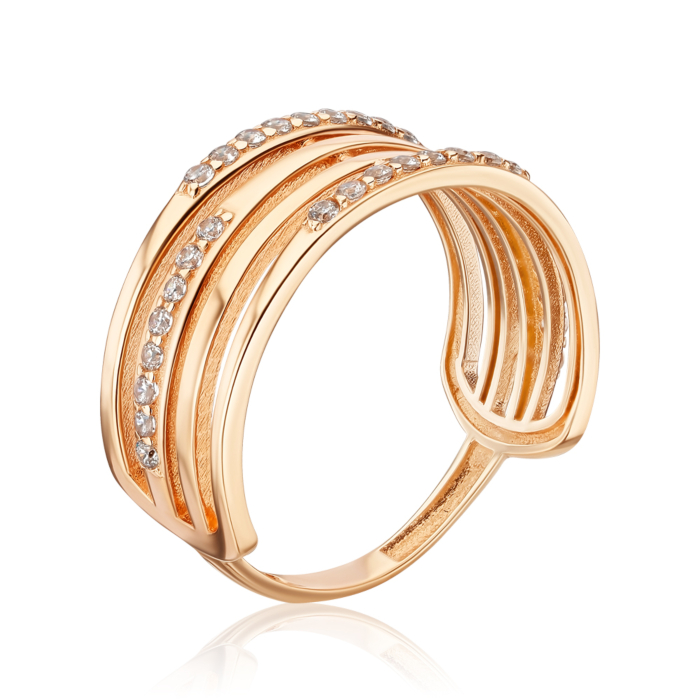 Золота каблучка з фіанітами F-2654-R/01/1