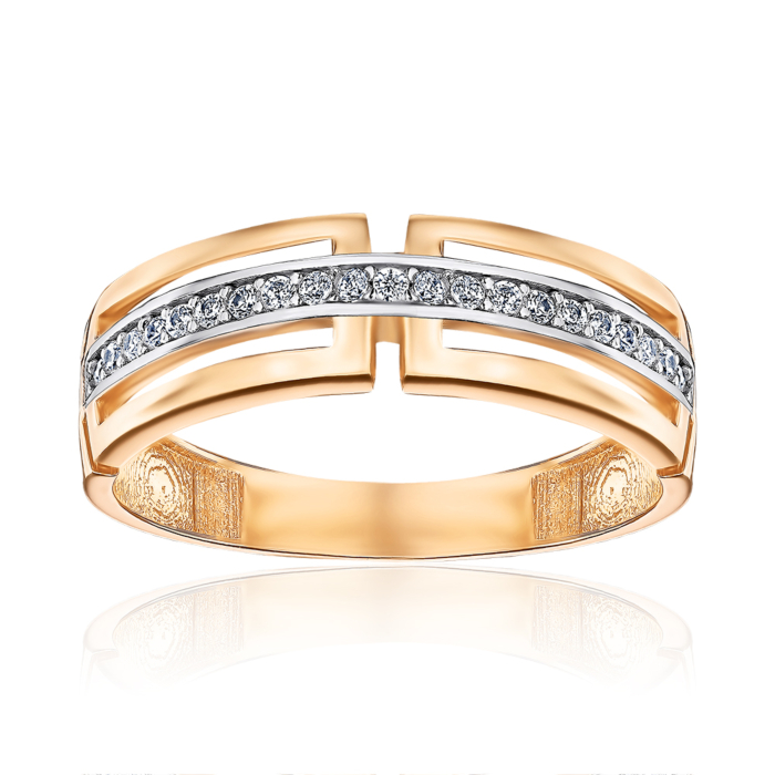 Золота каблучка з фіанітами F-2660-R/01/1