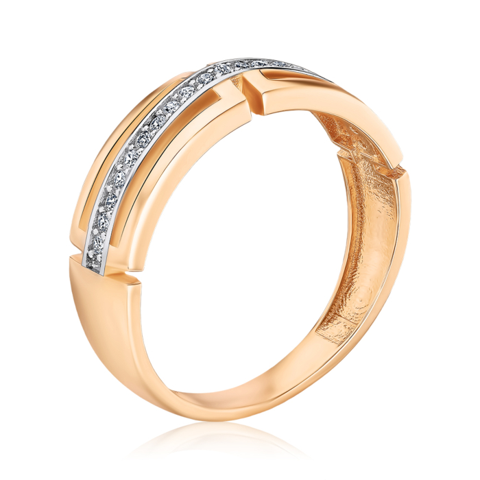 Золота каблучка з фіанітами F-2660-R/01/1