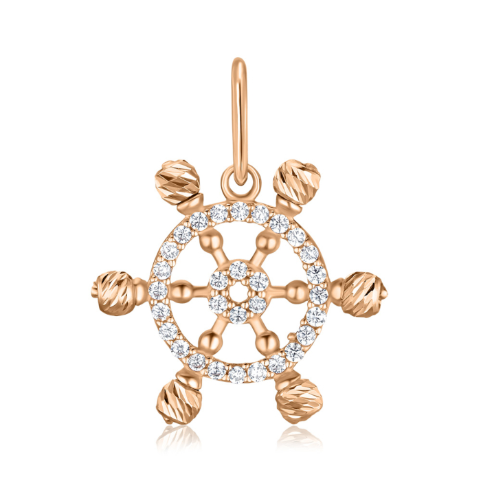 Золота підвіска з фіанітами F-2703-P/01/1