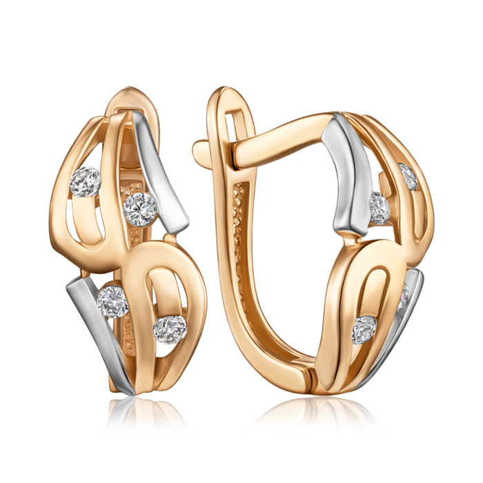 Золоті сережки з фіанітами. Артикул F-2709-E/01/1