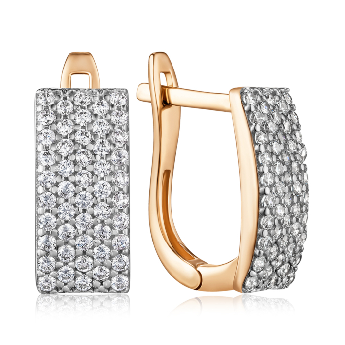 Золоті сережки з фіанітами. Артикул F-2712-E/01/1