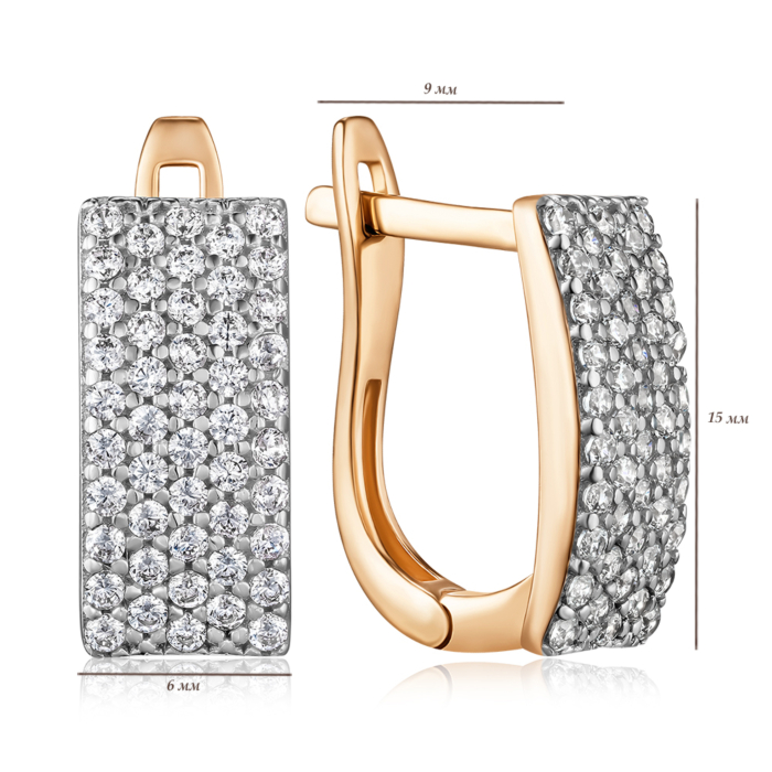 Золоті сережки з фіанітами. Артикул F-2712-E/01/1