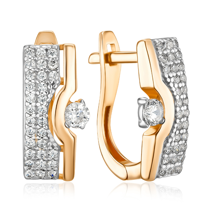 Золоті сережки з фіанітами. Артикул F-2714-E/01/1