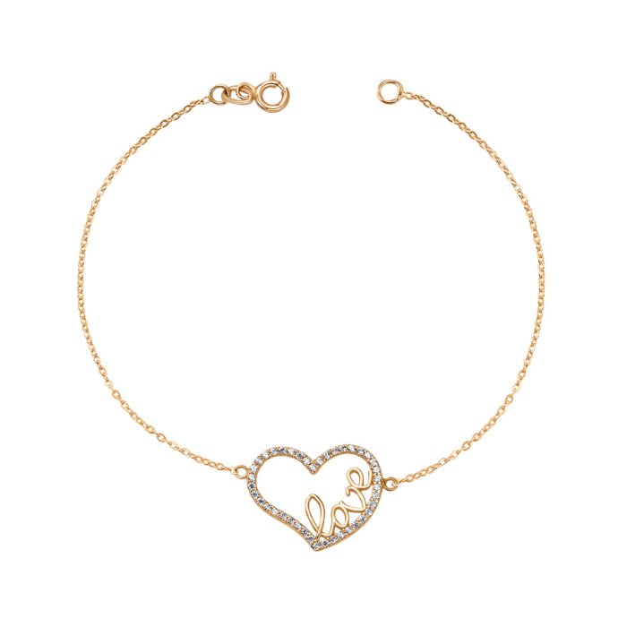 Браслет з червоного золота "Love" з фіанітами F-2745-B/01/1