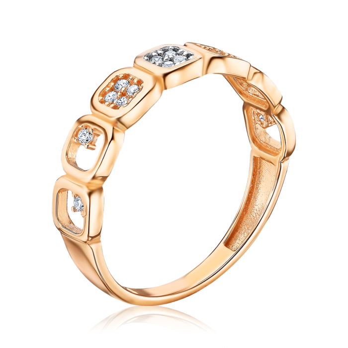 Золота каблучка з фіанітами F-2746-R/01/1