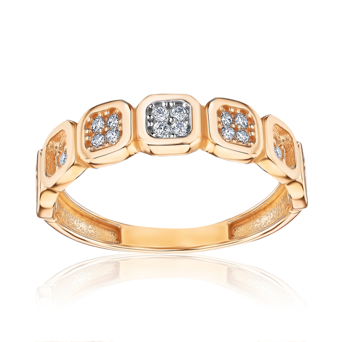Золота каблучка з фіанітами F-2746-R/01/1