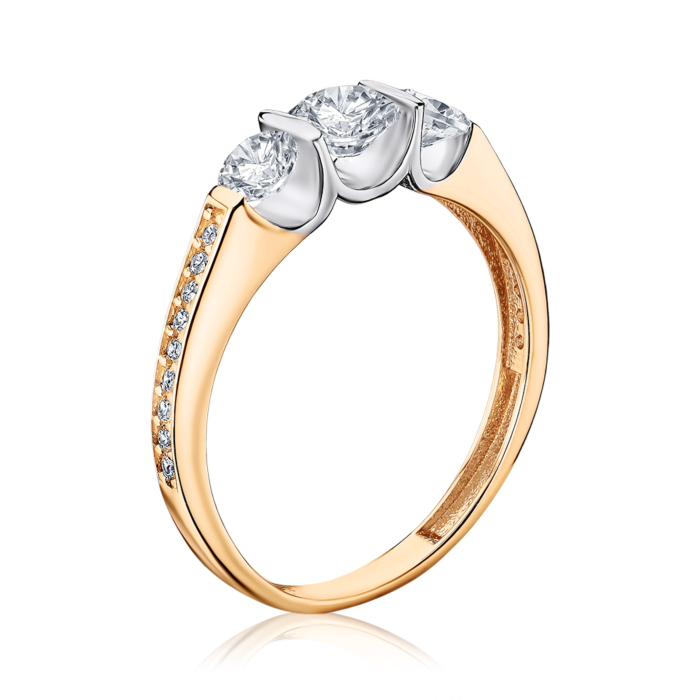 Золота каблучка з фіанітами F-2762-R/01/1