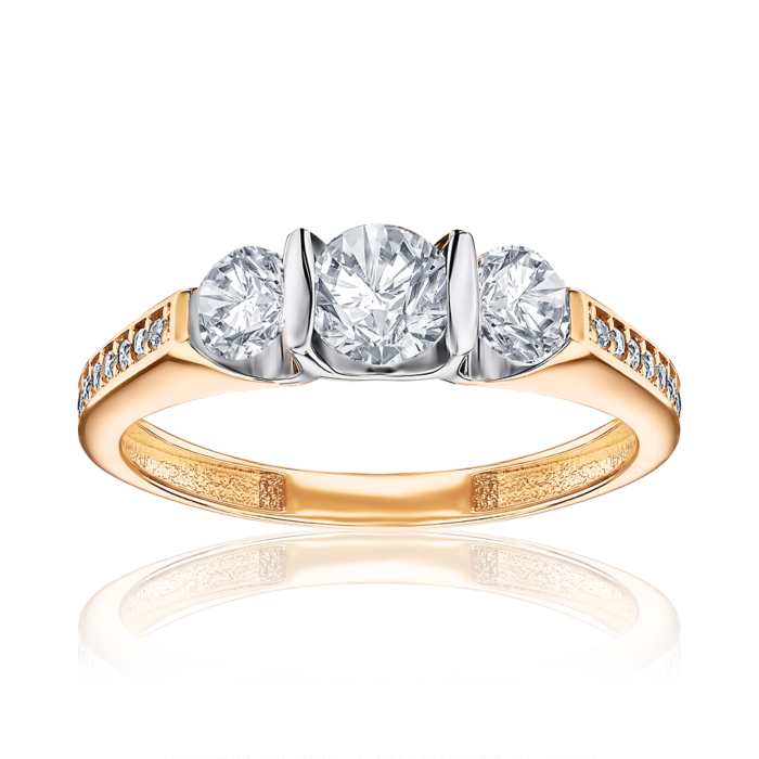 Золота каблучка з фіанітами F-2762-R/01/1