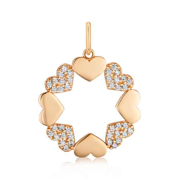 Золота підвіска "Серце" з фіанітами F-2780-P/01/1