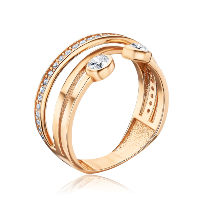 Золота каблучка з фіанітами F-2794-R/01/1