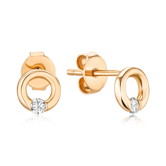 Золоті сережки з фіанітом. Артикул F-2802-E/01/1