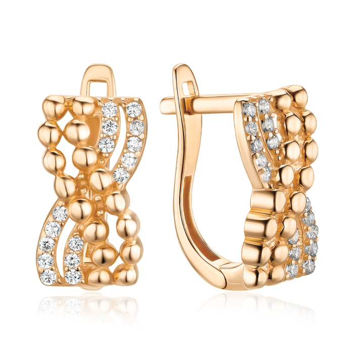 Золоті сережки з фіанітами. Артикул F-2805-E/01/1