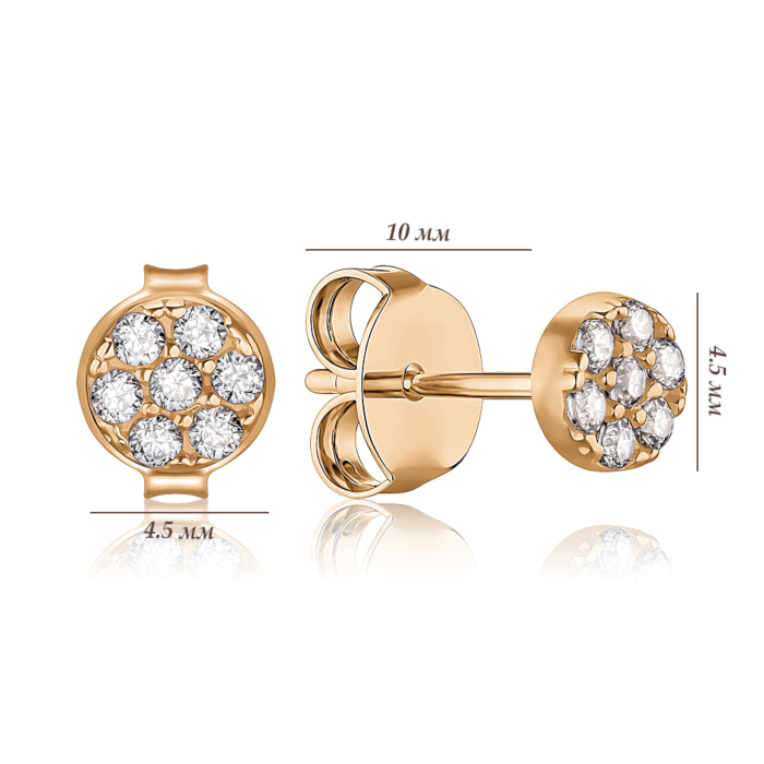 Золотые серьги с фианитами F-2806-E/01/1