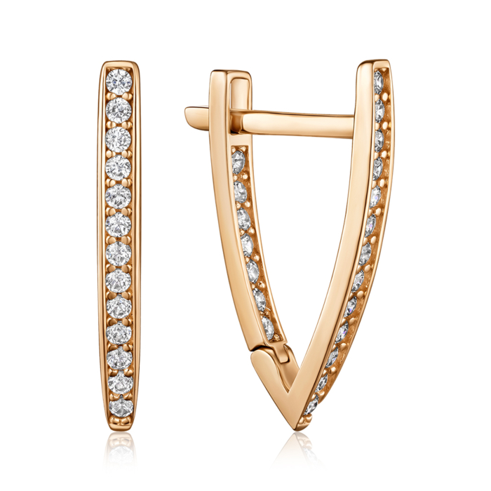 Золоті сережки з фіанітами. Артикул F-2809-E/01/1