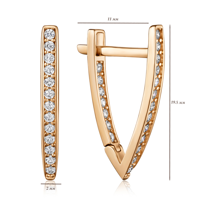 Золоті сережки з фіанітами. Артикул F-2809-E/01/1