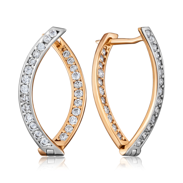 Золоті сережки з фіанітами. Артикул F-2812-E/01/1