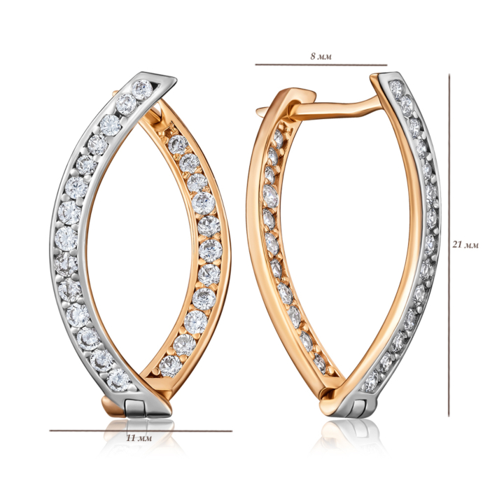 Золоті сережки з фіанітами. Артикул F-2812-E/01/1