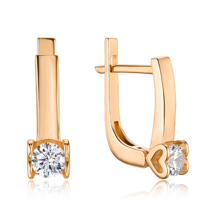 Золоті сережки з фіанітами F-2813-E/01/1