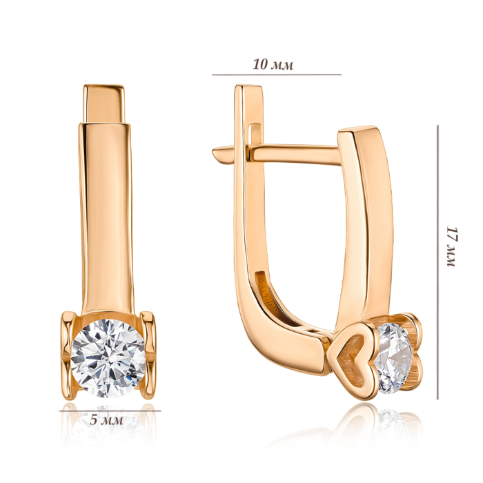 Золоті сережки з фіанітами F-2813-E/01/1
